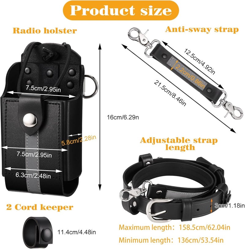 abcGoodefg Reflective Firefighter Leather Radio Strap and Case, Anti-sway Strap, Compatible with Motorola APX Series - for Firefighters, EMT, Police (Reflective) - Image 3
